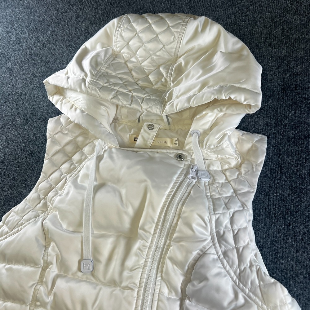 Blanc Noir Puffer Vest Womens Medium White Softshell Quilted Down Asymmetric Zip - Picture 1 of 15